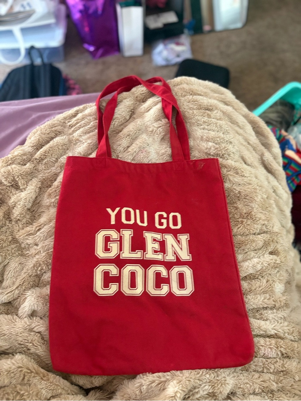 Red 'You Go Glen Coco' Canvas Tote